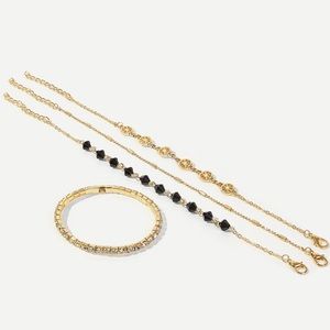 Black and gold crystal bracelet set